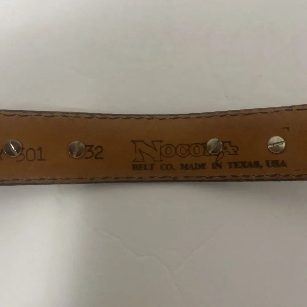 Nocona Concho Belt Black Leather Silver Accents Men’s 32 Southwestern